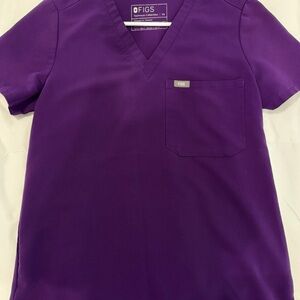 Figs Magic Purple Scrub Top XS